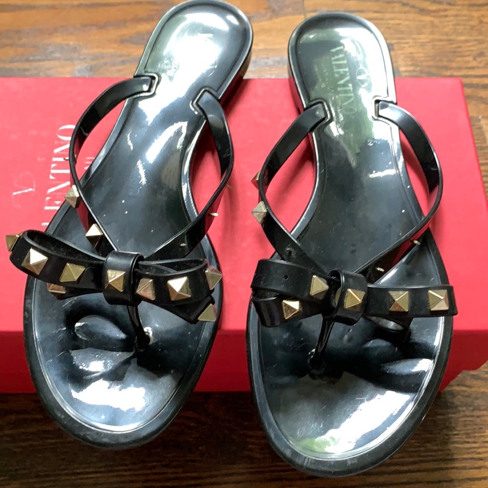 Valentino Rockstud black pvc sandals size 40